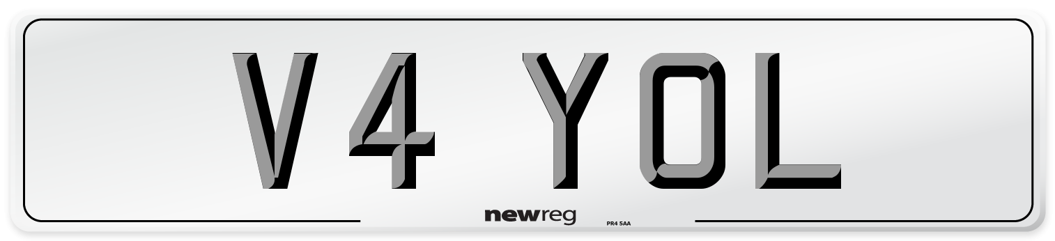 V4 YOL Number Plate from New Reg